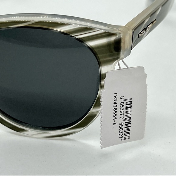 NEW Dolce & Gabbana 51mm Sunglasses Black Gray Striped Eyewear 100% Authentic - Picture 4 of 16